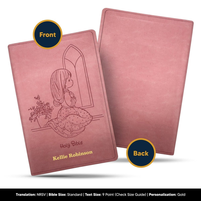 Customized NRSV Catholic Edition Kids Holy Bible for Girls | Medium Print | Pink