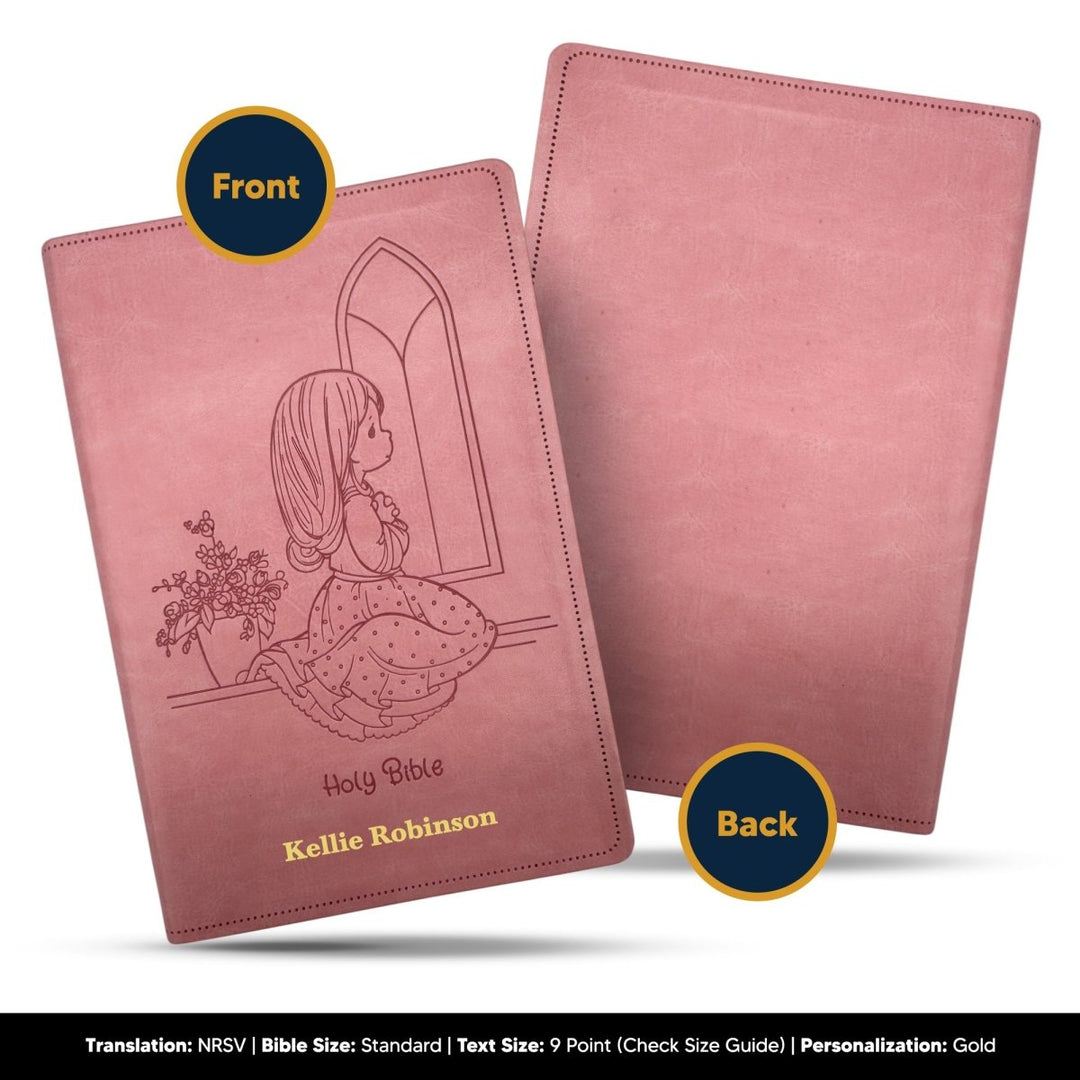 Customized NRSV Catholic Edition Kids Holy Bible for Girls | Medium Print | Pink - Shepherds Shelf