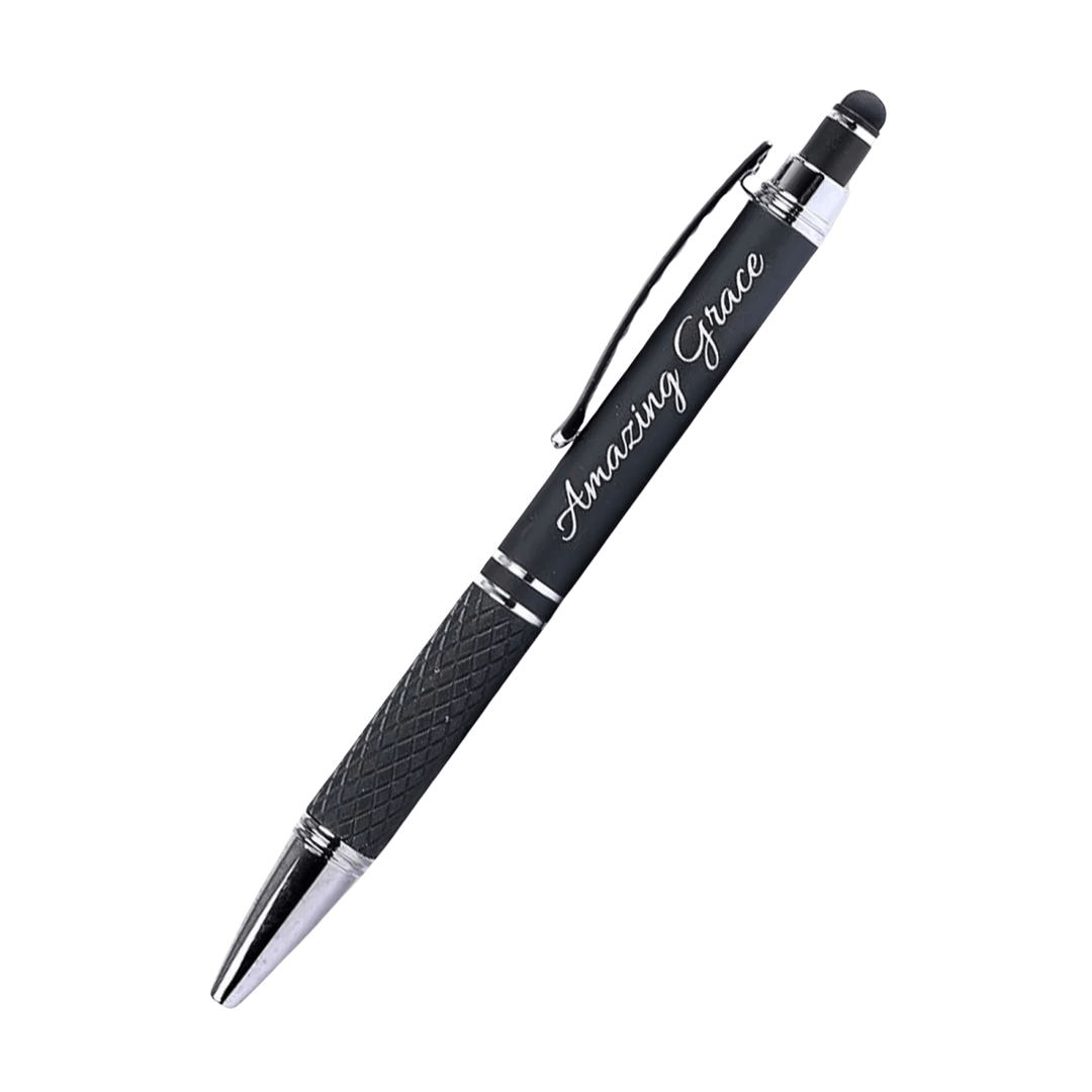 Elegant "Amazing Grace" Metal Gift Pen – Stylus Tip & Blue Ink | Shepherds Shelf - Shepherds Shelf