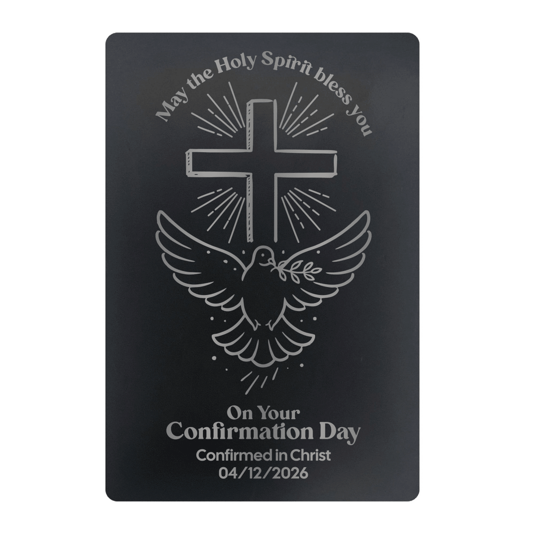 Embrace Confirmation Metal Pocket Prayer Card – Christian Gift, Black Engraved Message Card - Shepherds Shelf
