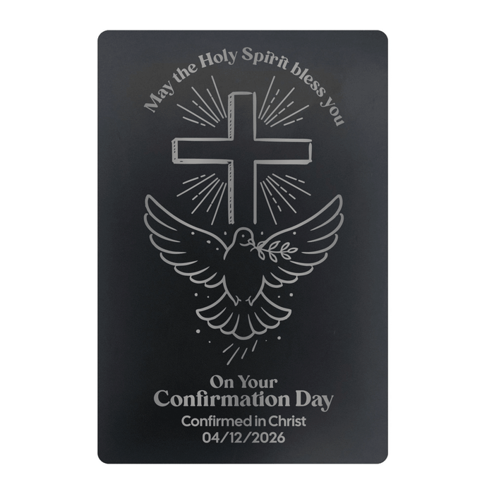 Embrace Confirmation Metal Pocket Prayer Card – Christian Gift, Black Engraved Message Card