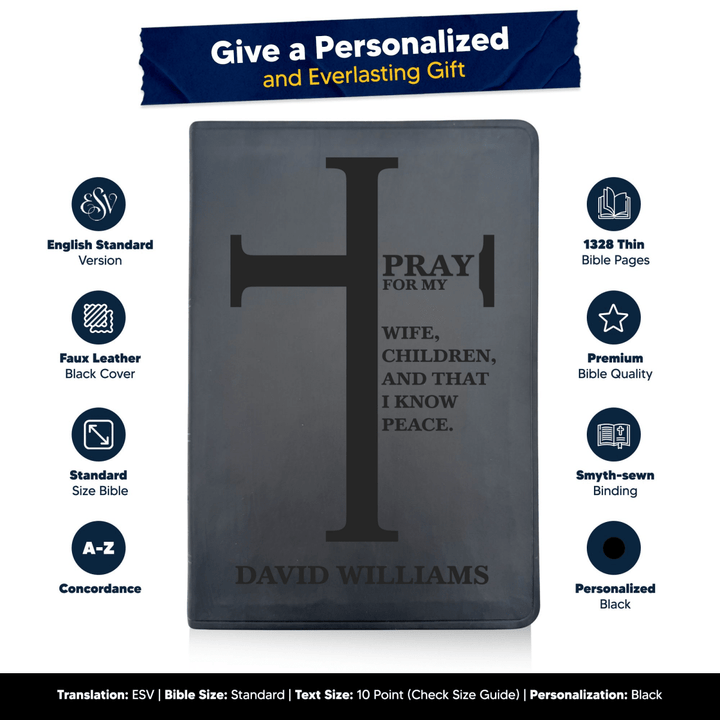 ESV Black Standard Size Thinline Holy Bible Large Print | Bold Cross - Shepherds Shelf