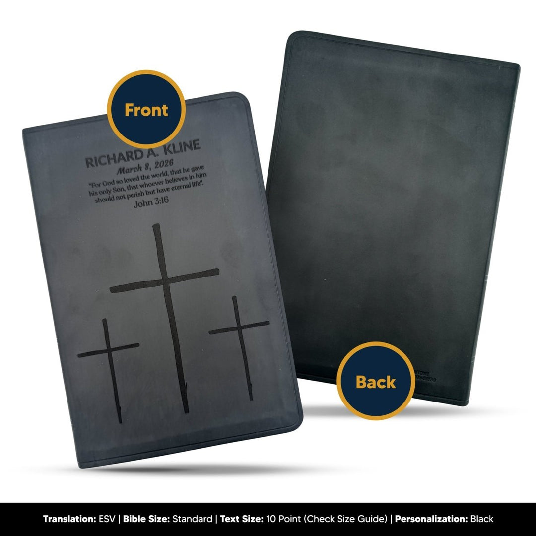 ESV Black Standard Size Thinline Holy Bible Large Print | Bold Cross - Shepherds Shelf