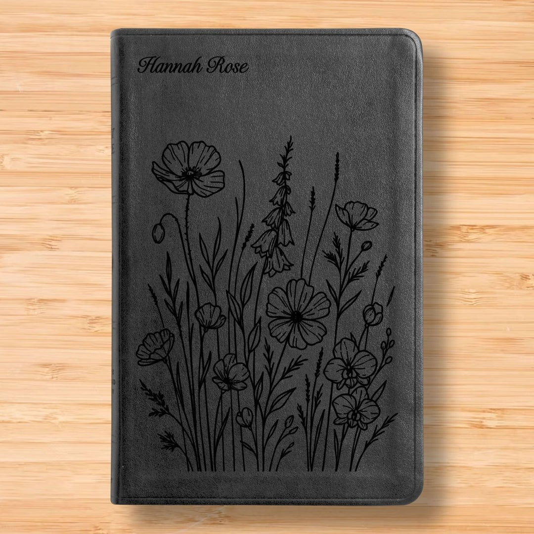 ESV Black Standard Size Thinline Holy Bible Large Print | Bunch of Flowers - Shepherds Shelf
