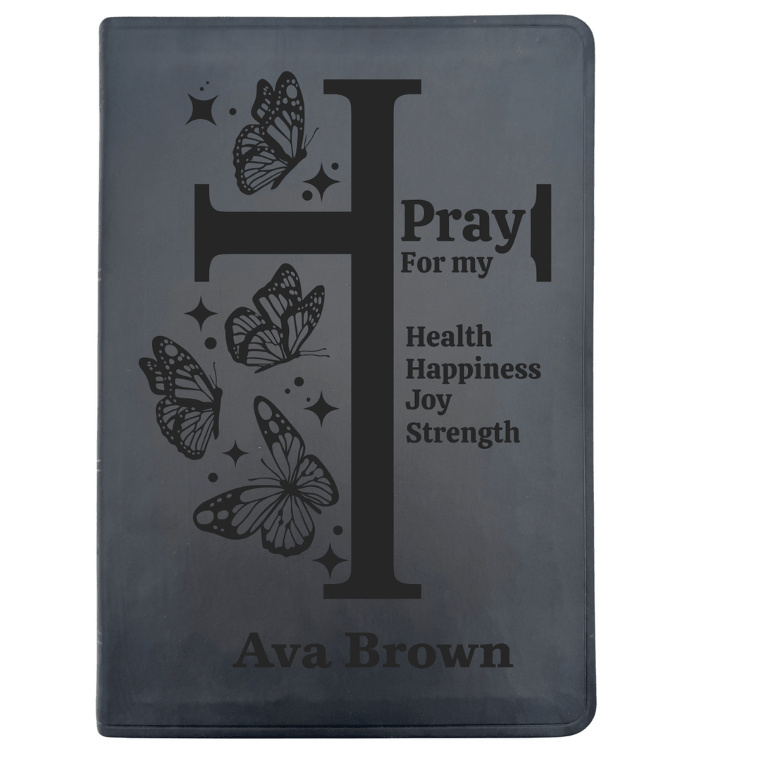 ESV Black Standard Size Thinline Holy Bible Large Print | Butterflies Cross - Shepherds Shelf