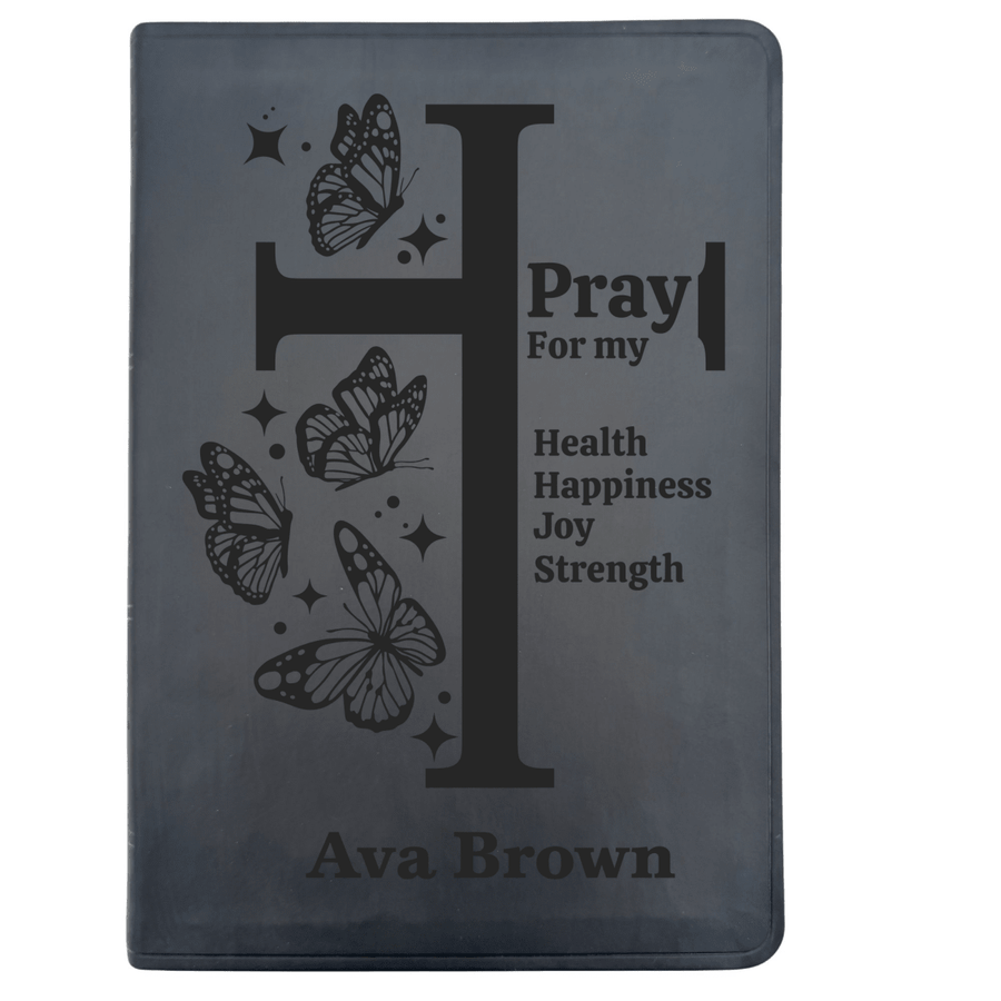 ESV Black Standard Size Thinline Holy Bible Large Print | Butterflies Cross - Shepherds Shelf