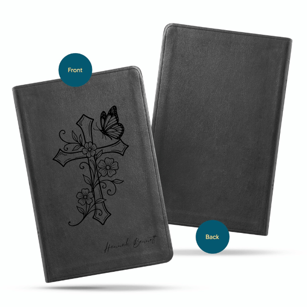 ESV Black Standard Size Thinline Holy Bible Large Print | Cross + Butterfly - Shepherds Shelf