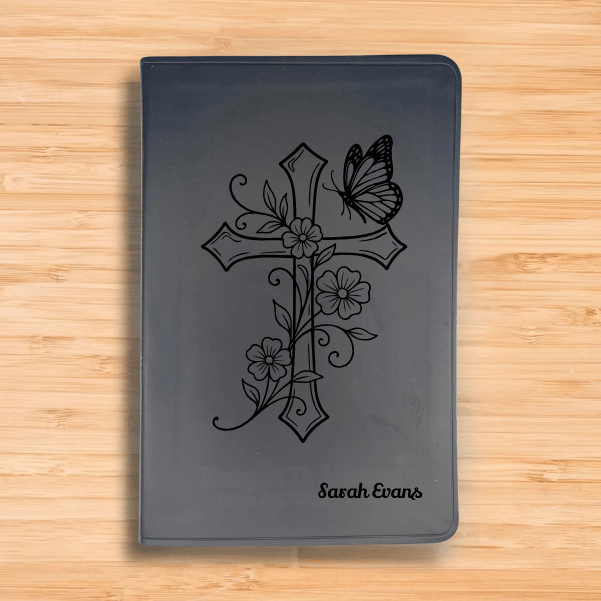 ESV Black Standard Size Thinline Holy Bible Large Print | Cross + Butterfly - Shepherds Shelf