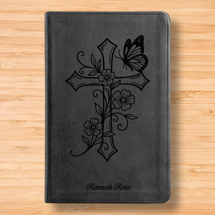 ESV Black Standard Size Thinline Holy Bible Large Print | Cross + Butterfly - Shepherds Shelf