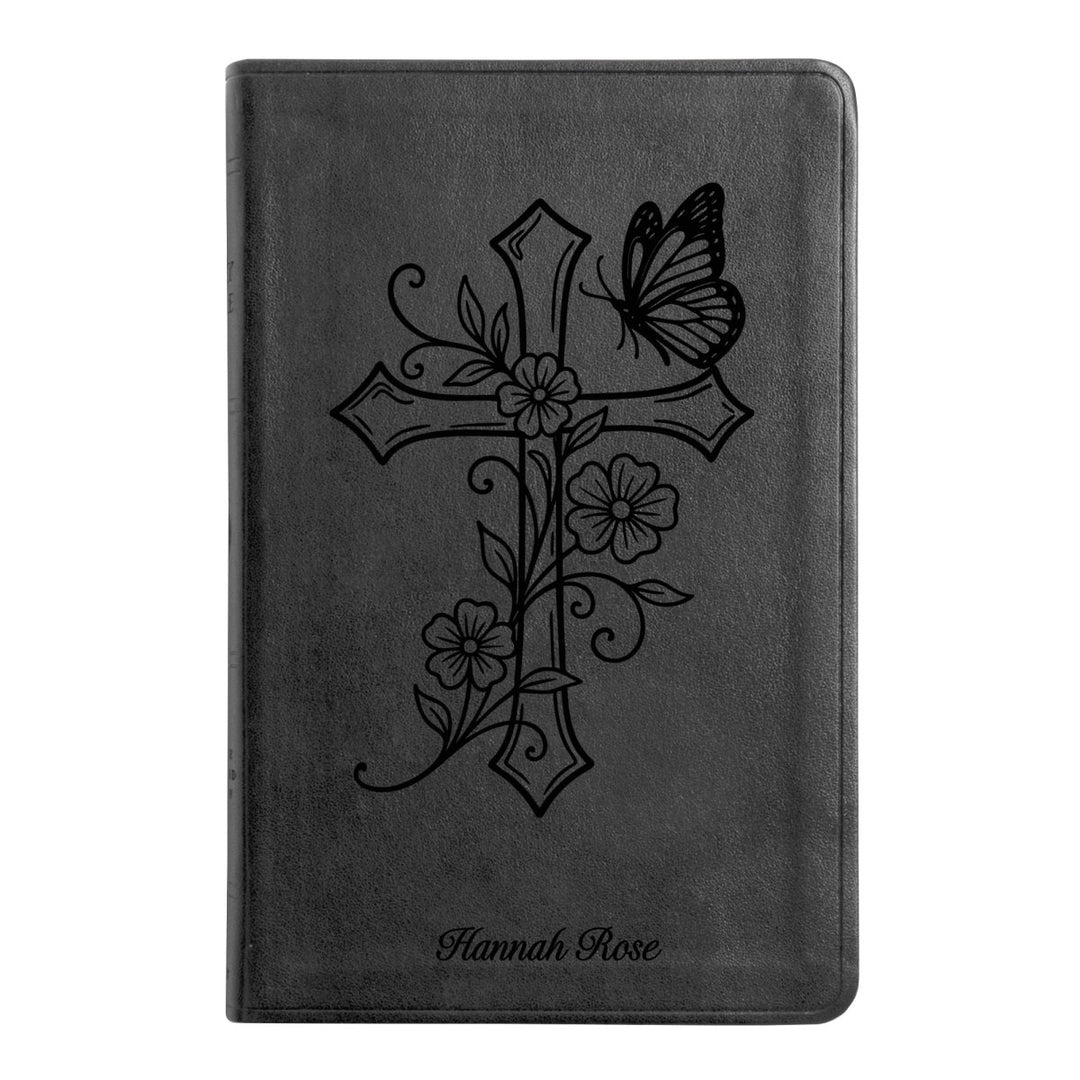 ESV Black Standard Size Thinline Holy Bible Large Print | Cross + Butterfly - Shepherds Shelf