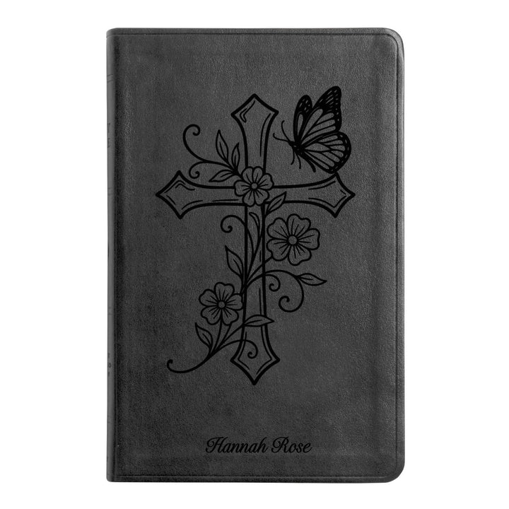 ESV Black Standard Size Thinline Holy Bible Large Print | Cross + Butterfly - Shepherds Shelf