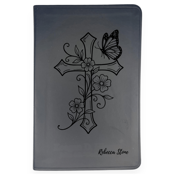 ESV Black Standard Size Thinline Holy Bible Large Print | Cross + Butterfly - Shepherds Shelf