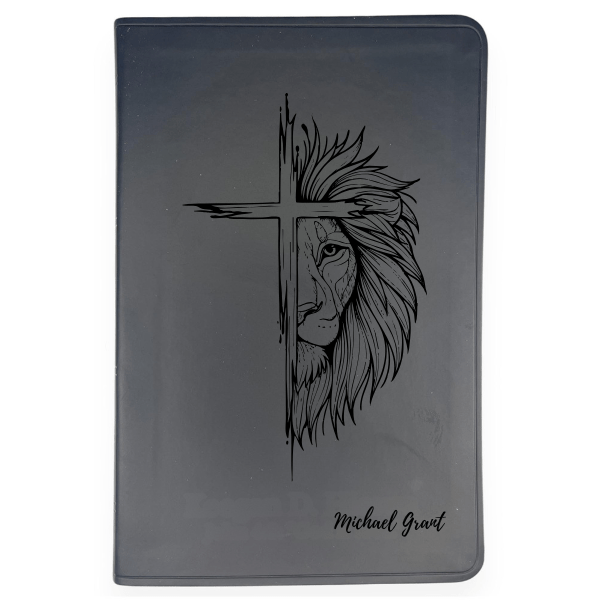 ESV Black Standard Size Thinline Holy Bible Large Print | Cross + Lion - Shepherds Shelf