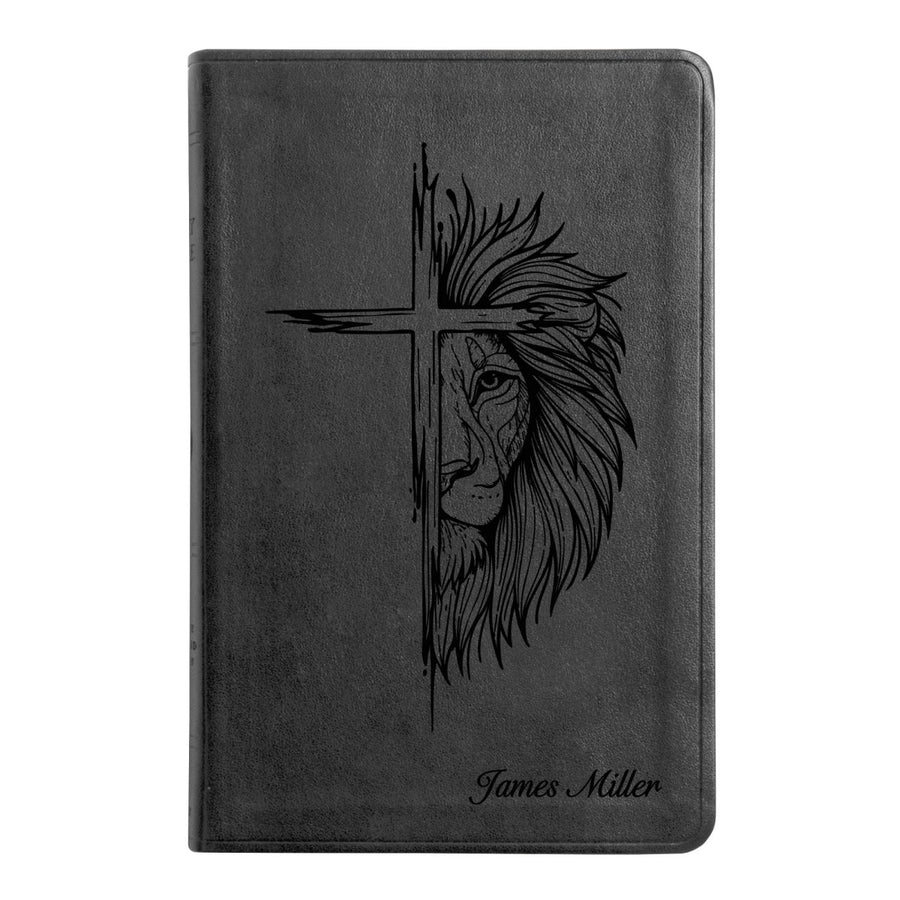 ESV Black Standard Size Thinline Holy Bible Large Print | Cross + Lion - Shepherds Shelf
