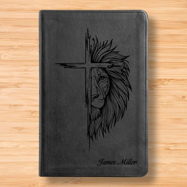 ESV Black Standard Size Thinline Holy Bible Large Print | Cross + Lion - Shepherds Shelf