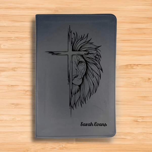 ESV Black Standard Size Thinline Holy Bible Large Print | Cross + Lion - Shepherds Shelf