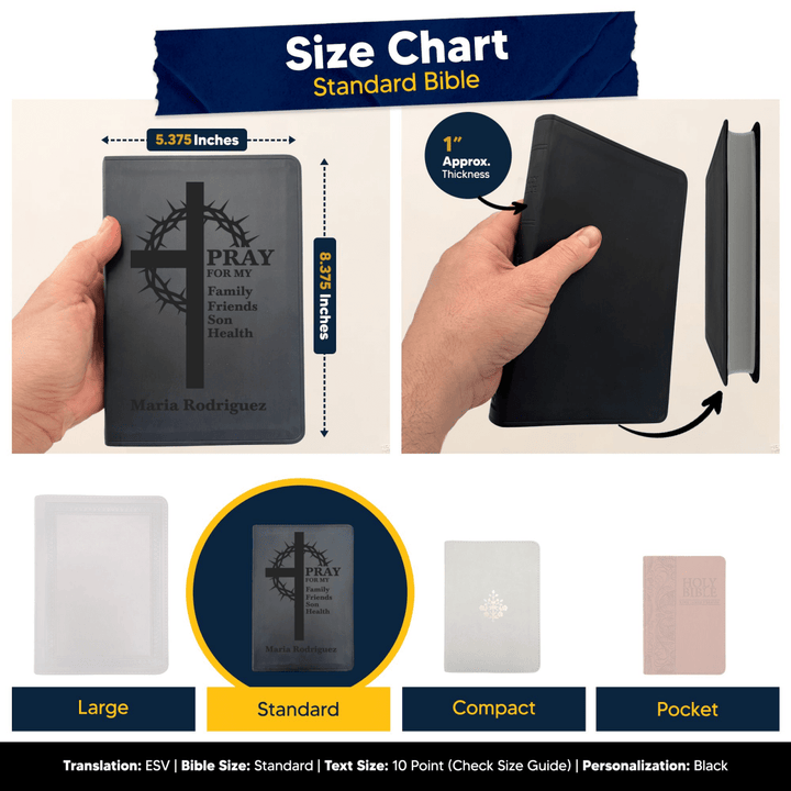ESV Black Standard Size Thinline Holy Bible Large Print | Crown of Thorns - Shepherds Shelf
