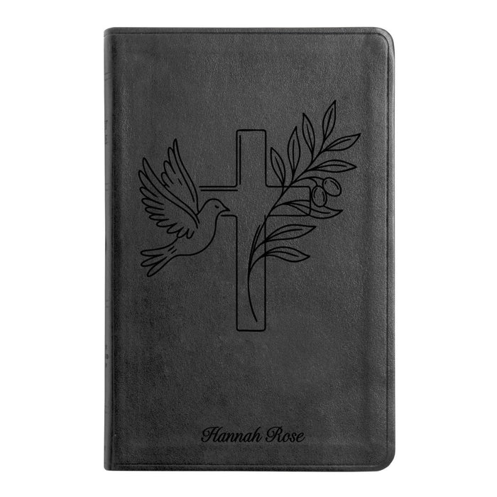ESV Black Standard Size Thinline Holy Bible Large Print | Dove + Cross and Olive
