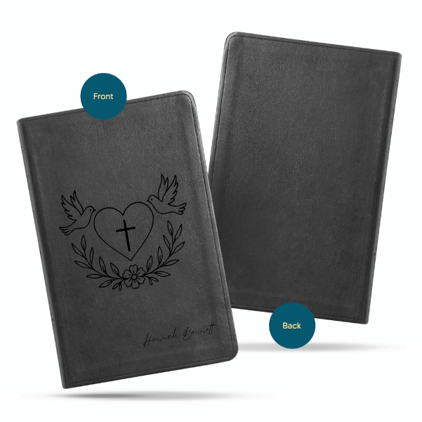 ESV Black Standard Size Thinline Holy Bible Large Print | Dove + Heart and Cross - Shepherds Shelf