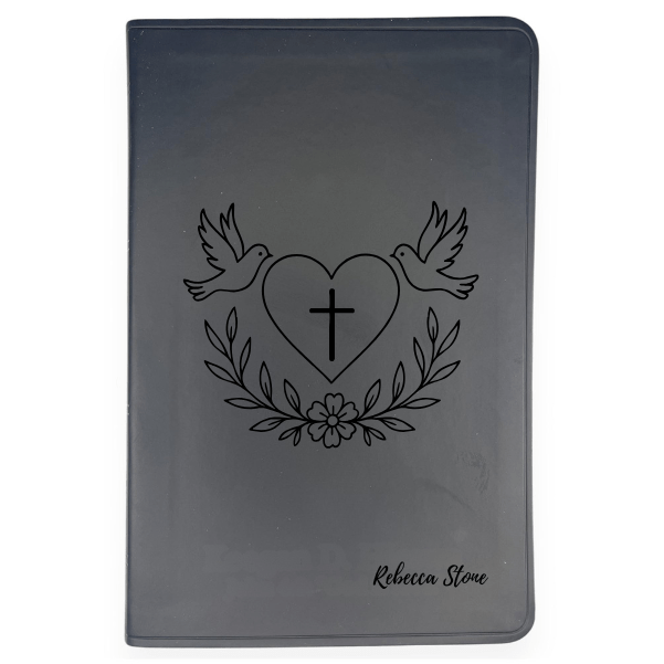 ESV Black Standard Size Thinline Holy Bible Large Print | Dove + Heart and Cross - Shepherds Shelf