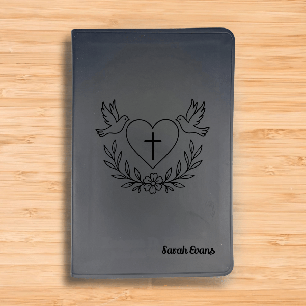 ESV Black Standard Size Thinline Holy Bible Large Print | Dove + Heart and Cross - Shepherds Shelf