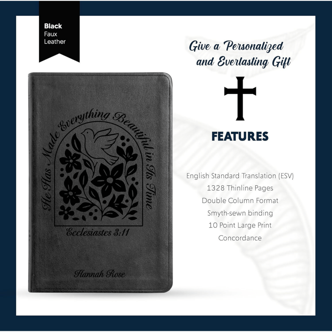 ESV Black Standard Size Thinline Holy Bible Large Print | Ecclesiastes 3:11 - Shepherds Shelf