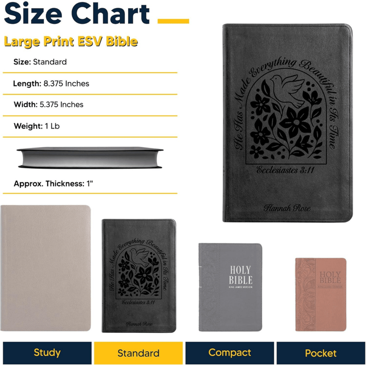 ESV Black Standard Size Thinline Holy Bible Large Print | Ecclesiastes 3:11 - Shepherds Shelf