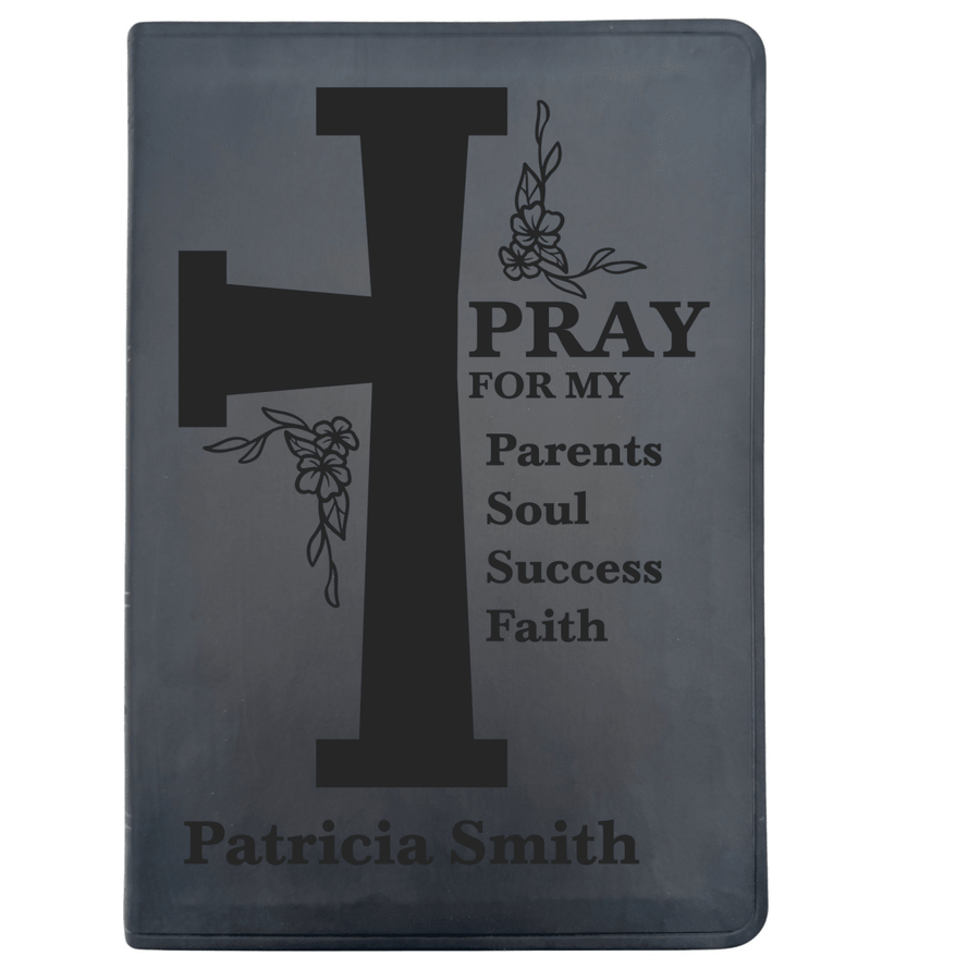 ESV Black Standard Size Thinline Holy Bible Large Print | Floral Cross - Shepherds Shelf