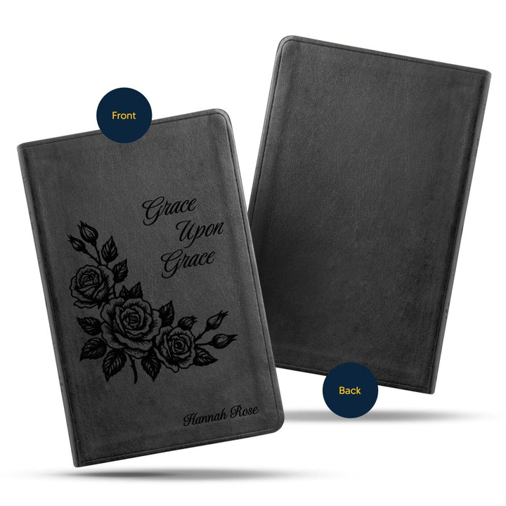 ESV Black Standard Size Thinline Holy Bible Large Print | Framed Roses - Shepherds Shelf