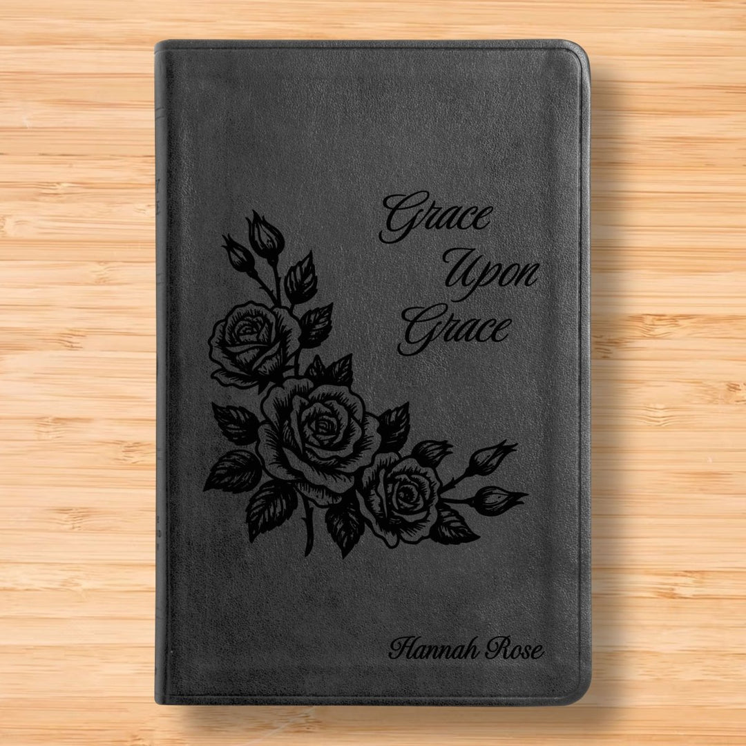 ESV Black Standard Size Thinline Holy Bible Large Print | Framed Roses - Shepherds Shelf