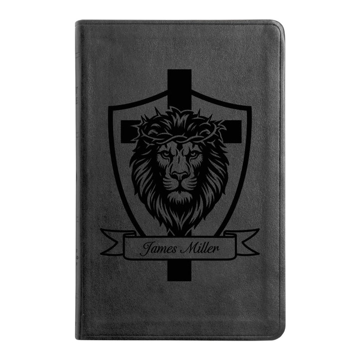 ESV Black Standard Size Thinline Holy Bible Large Print | Lion with Cross Design - Shepherds Shelf
