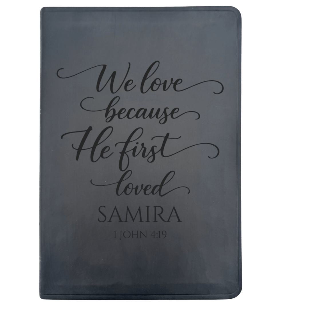 ESV Black Standard Size Thinline Holy Bible Large Print | Live - in - scripture Within 1 John 4:19 - Shepherds Shelf