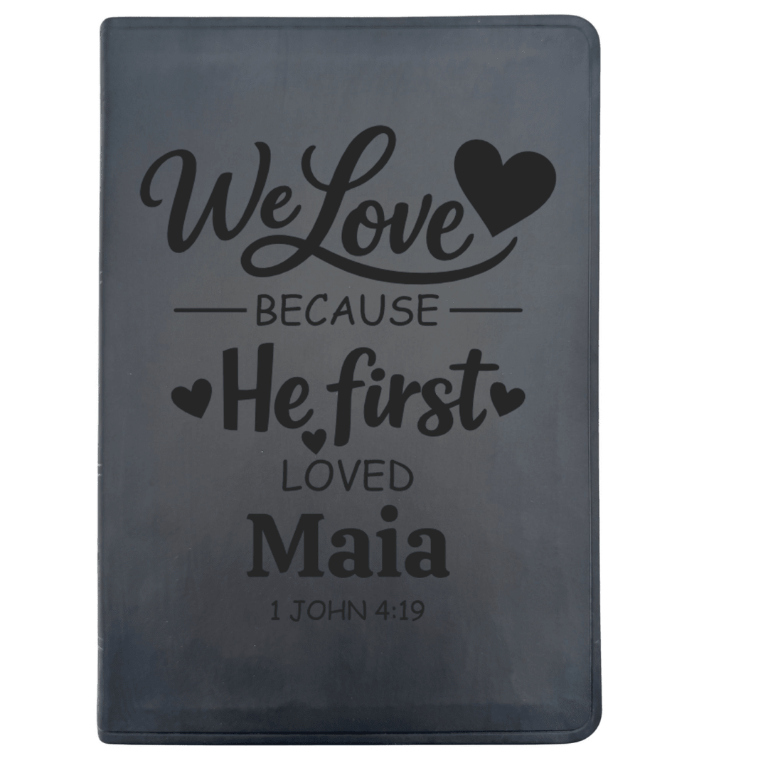 ESV Black Standard Size Thinline Holy Bible Large Print | Live - in - scripture Within 1 John 4:19 - Shepherds Shelf