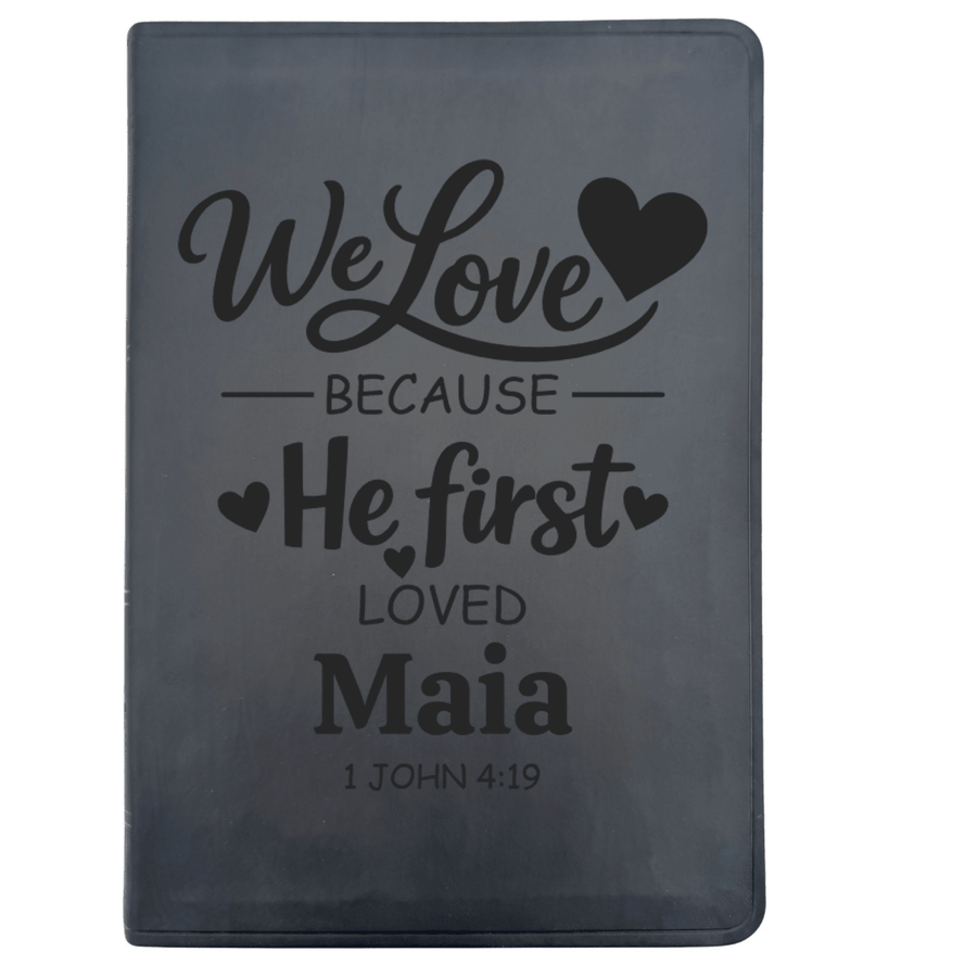 ESV Black Standard Size Thinline Holy Bible Large Print | Live - in - scripture Within 1 John 4:19 - Shepherds Shelf