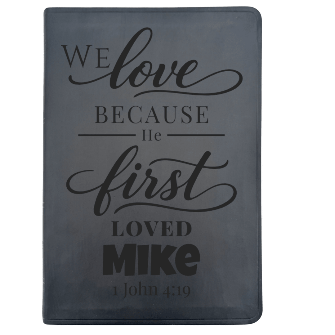 ESV Black Standard Size Thinline Holy Bible Large Print | Live - in - scripture Within 1 John 4:19 - Shepherds Shelf