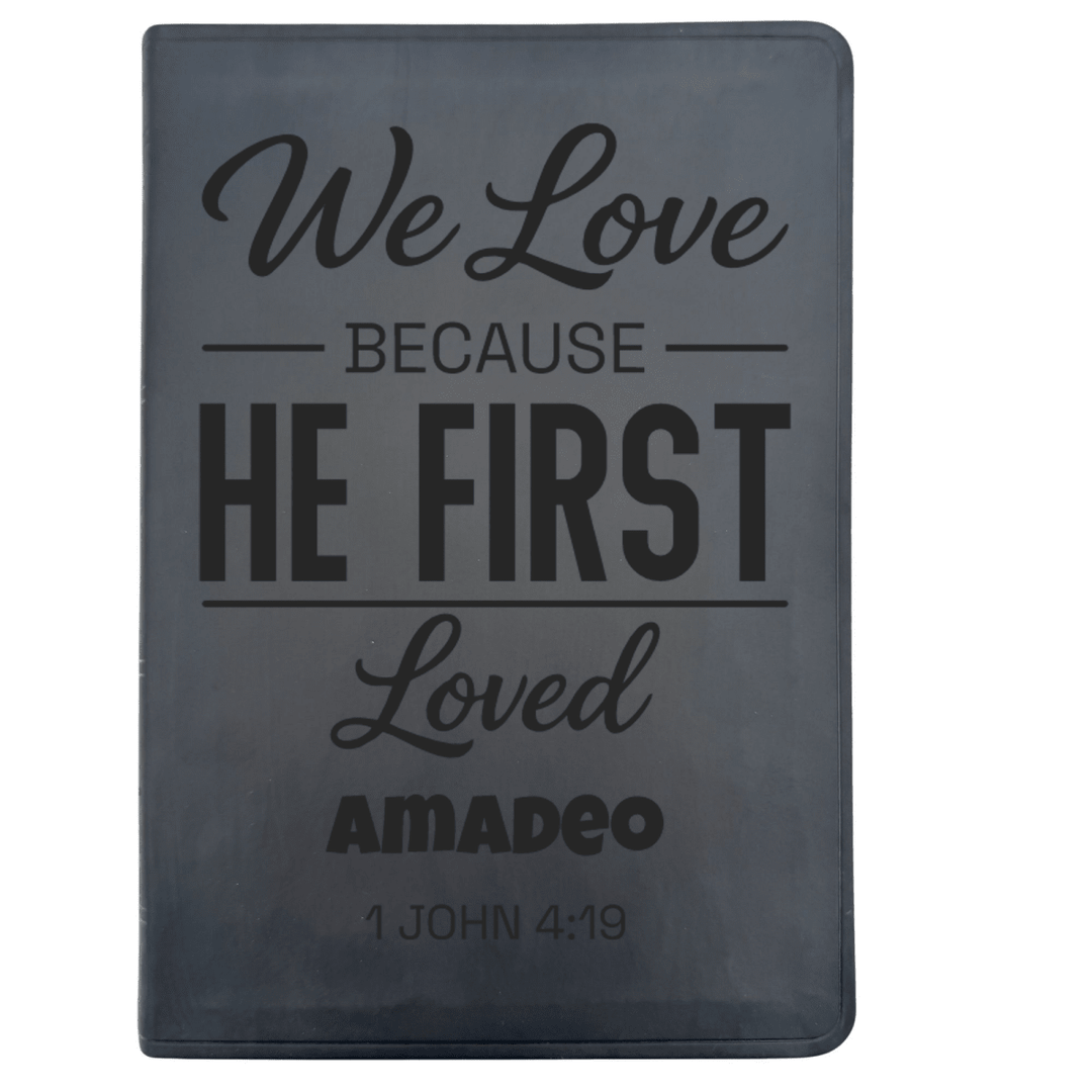 ESV Black Standard Size Thinline Holy Bible Large Print | Live - in - scripture Within 1 John 4:19 - Shepherds Shelf