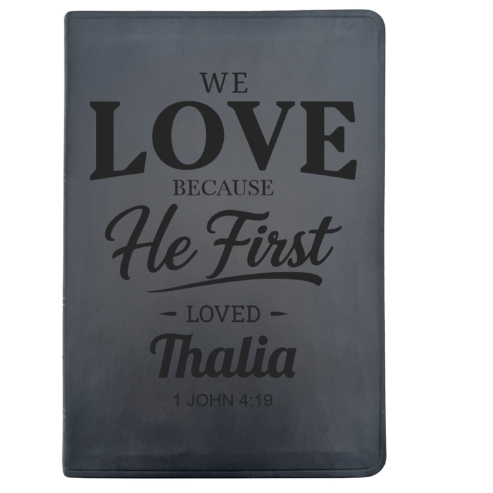 ESV Black Standard Size Thinline Holy Bible Large Print | Live - in - scripture Within 1 John 4:19 - Shepherds Shelf