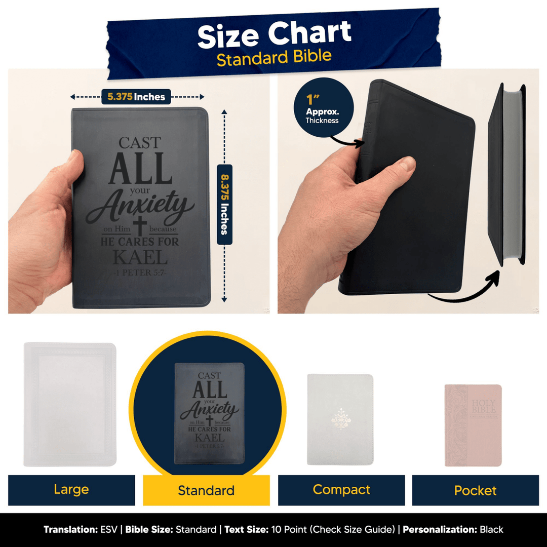 ESV Black Standard Size Thinline Holy Bible Large Print | Live - in - scripture Within Jeremiah 29:11 - Shepherds Shelf