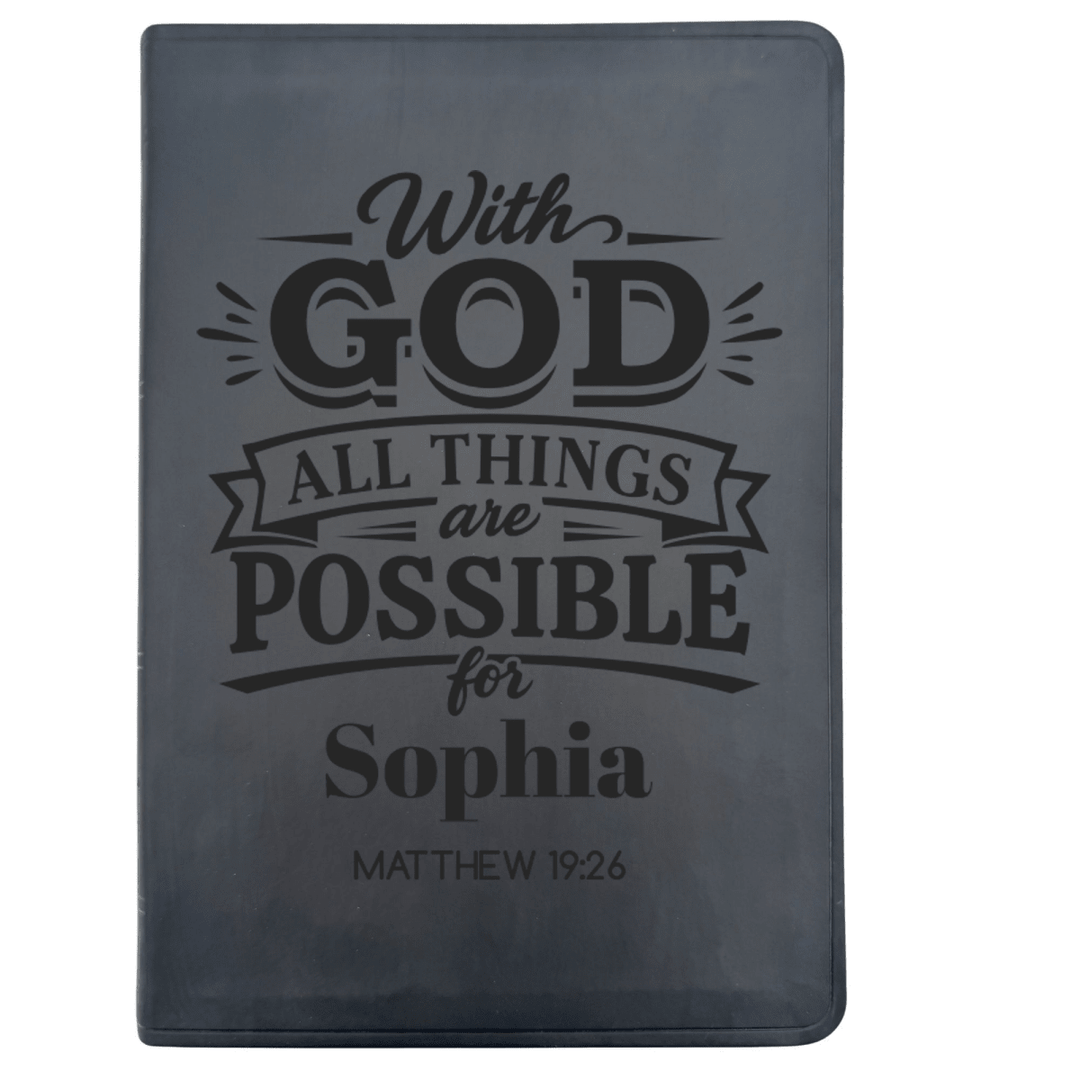 ESV Black Standard Size Thinline Holy Bible Large Print | Live - in - scripture Within Matthew 19:26 - Shepherds Shelf