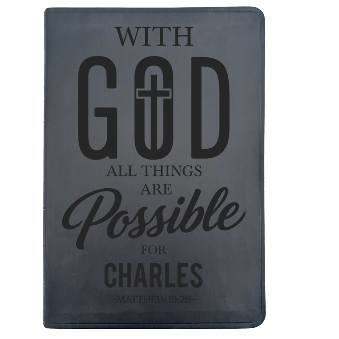 ESV Black Standard Size Thinline Holy Bible Large Print | Live - in - scripture Within Matthew 19:26 - Shepherds Shelf