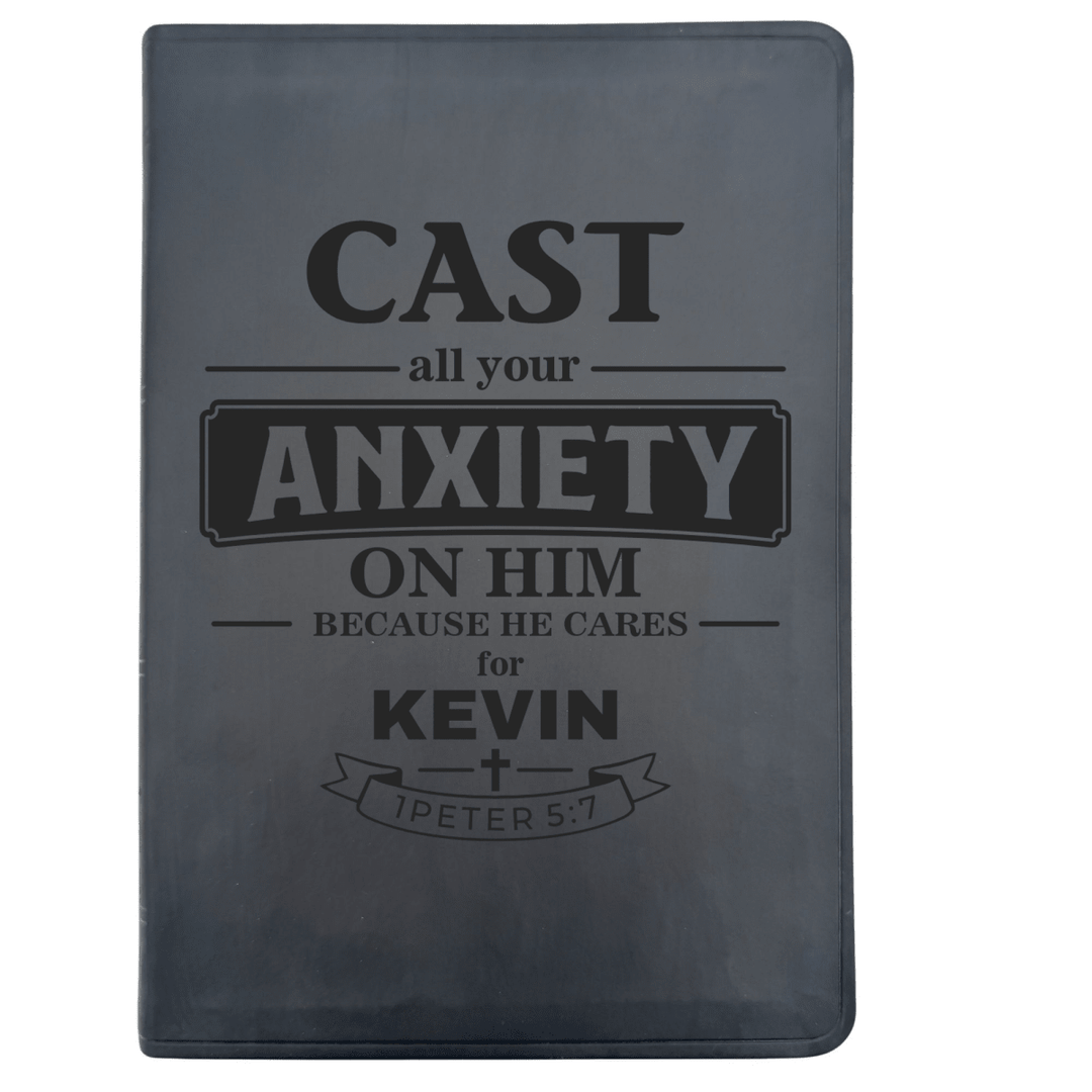 ESV Black Standard Size Thinline Holy Bible Large Print | Live - in - scripture Within Peter 5:7 - Shepherds Shelf