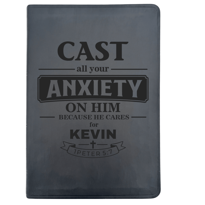 ESV Black Standard Size Thinline Holy Bible Large Print | Live - in - scripture Within Peter 5:7 - Shepherds Shelf