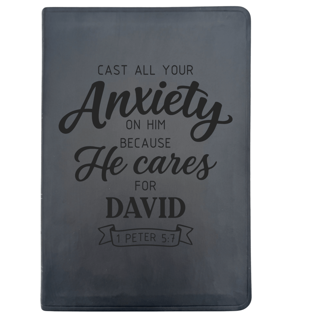 ESV Black Standard Size Thinline Holy Bible Large Print | Live - in - scripture Within Peter 5:7 - Shepherds Shelf