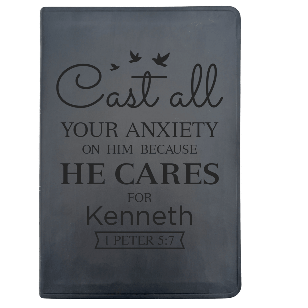 ESV Black Standard Size Thinline Holy Bible Large Print | Live-in-scripture Within Peter 5:7