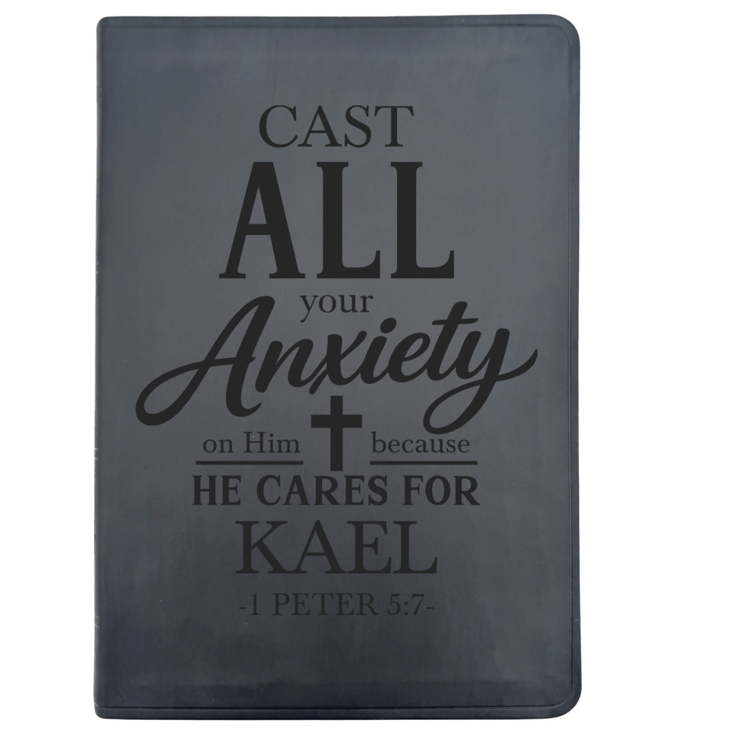 ESV Black Standard Size Thinline Holy Bible Large Print | Live-in-scripture Within Peter 5:7