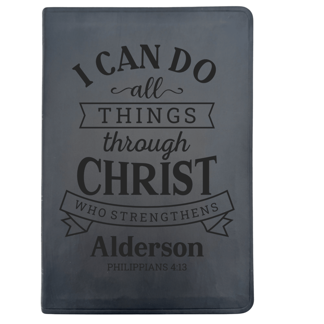 ESV Black Standard Size Thinline Holy Bible Large Print | Live - in - scripture Within Philippians 4:13 - Shepherds Shelf