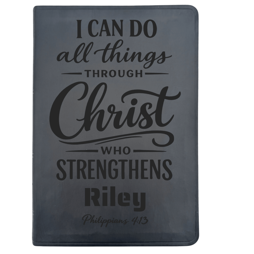 ESV Black Standard Size Thinline Holy Bible Large Print | Live - in - scripture Within Philippians 4:13 - Shepherds Shelf
