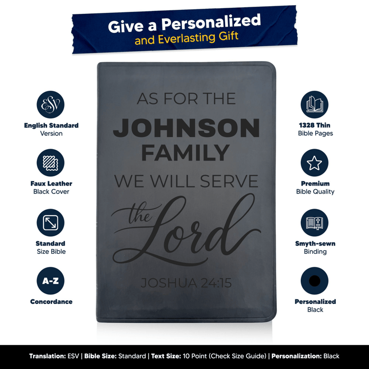 ESV Black Standard Size Thinline Holy Bible Large Print | Living Scripture for Joshua 24:15
