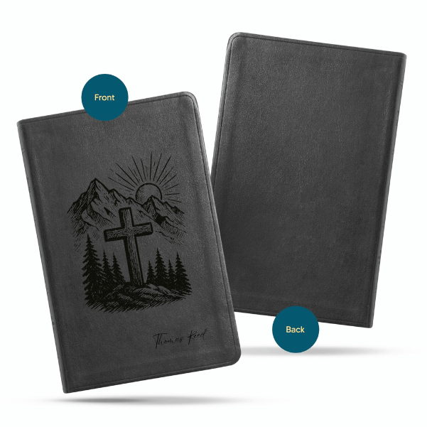 ESV Black Standard Size Thinline Holy Bible Large Print | Mountain Cross - Shepherds Shelf