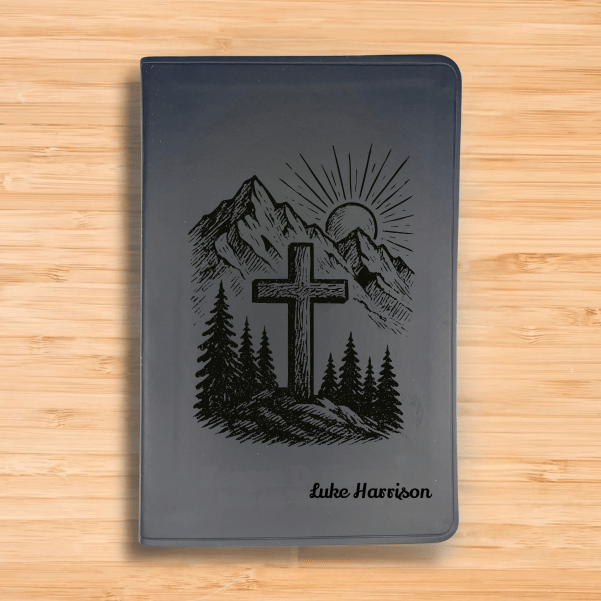 ESV Black Standard Size Thinline Holy Bible Large Print | Mountain Cross - Shepherds Shelf